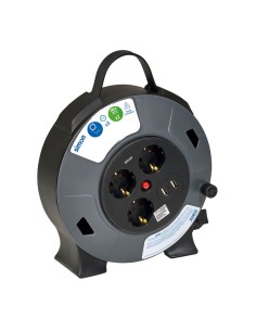 Enrollacables con 2 usb a, 3 tomas 2p+tt schuko, 16 a, 230 v~, h05vv-f 3 g 1,5 mm², 5 m, negro/gris 2