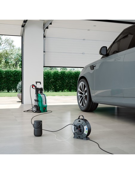 Enrollacables con 2 usb a, 3 tomas 2p+tt schuko, 16 a, 230 v~, h05vv-f 3 g 1,5 mm², 5 m, negro/gris