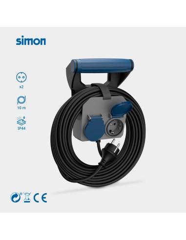 Prolongador expert de pared 2 tomas con tapa...