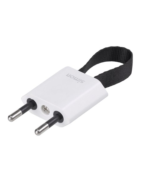 Clavija 2p+tt schuko salida frontal y lateral 10 a 250 v~ facil extracción blanca