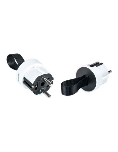 Clavija extraplana 2p+tt schuko salida lateral 16 a 250 v~ facil extraccion, blanca