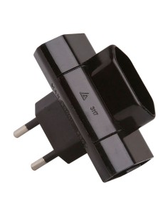 Clavija triple lateral 2p 10a 250 v~ negra