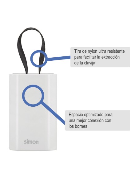 Base móvil 2p+tt schuko salida frontal 10 a 250 v~ facil extraccion blanca