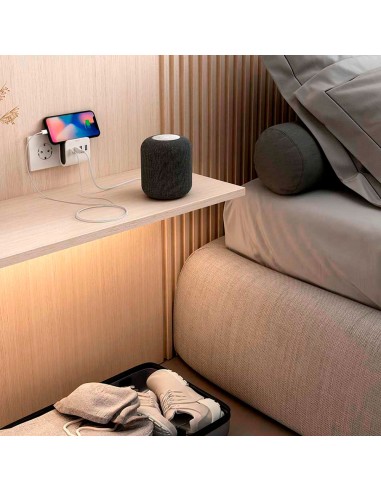 Adaptador 3 usb a + 1 usb c 16 a con soporte...