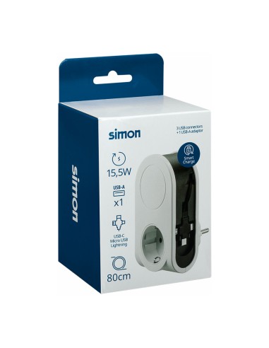 Adaptador 3 conectores usb + 1 usb a + 1 toma...