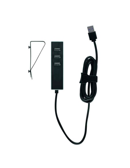 Adaptador 3 conectores usb a con fijación 1,5 m negro