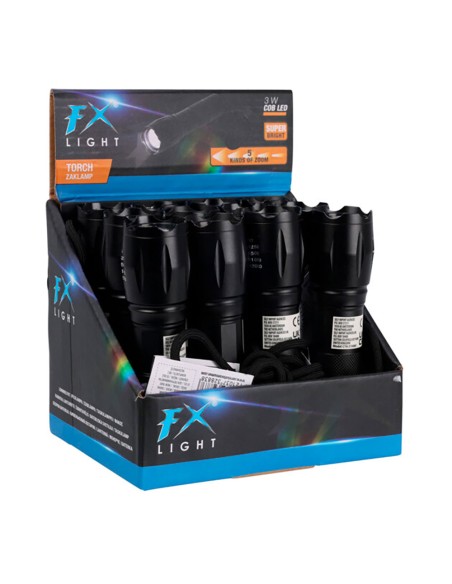 Linterna led aluminio 12,5 cm, con zoom, 3 x aaa (no incluidas), negra, 125 x 30 x 30 mm