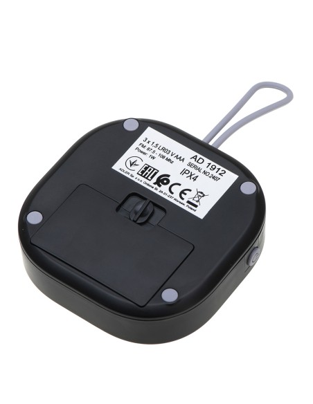 Radio fm resistente al agua ipx4 ad 1912, 9 x 9 x 2,5 cm