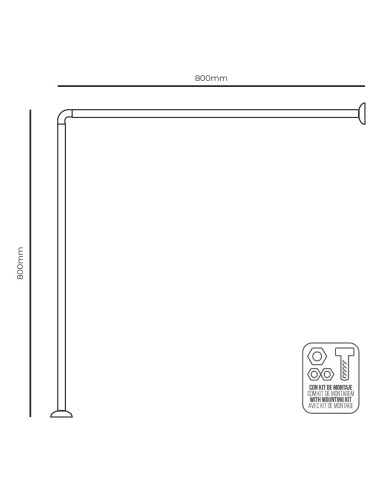 Barra de cortina curva blanca 80 x 80 cm