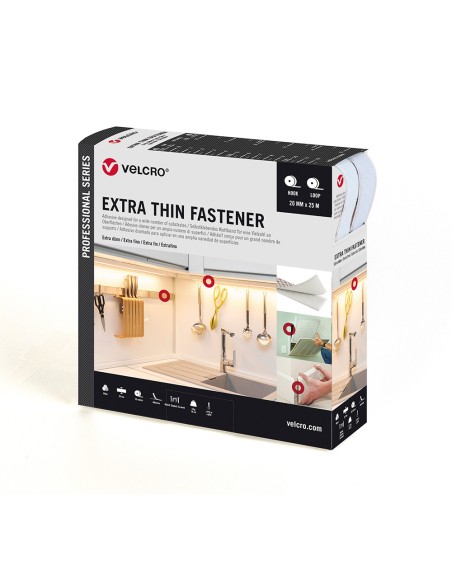 Cinta adhesiva extrafina, blanca, 20 mm x 25 m