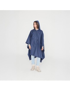 Poncho chubasquero plegable azul oscuro