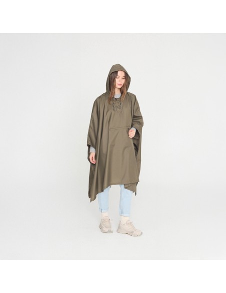 Poncho chubasquero plegable verde kaki