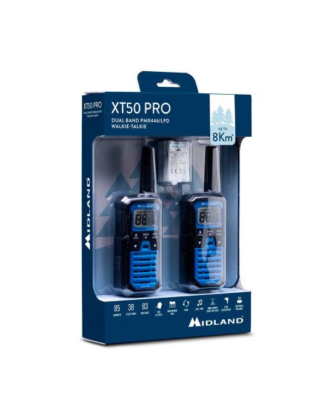 Walkietalkies xt-50 pro c1464, 16 canales pmr446, azules