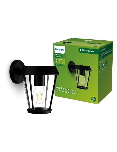 Aplique exterior sunera e27 25 w sin bombilla, color negro, luz hacia abajo