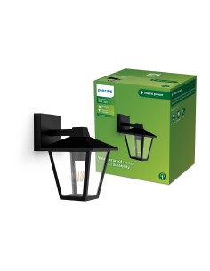 Aplique exterior kinno e27 25 w sin bombilla, color negro, luz hacia abajo 2