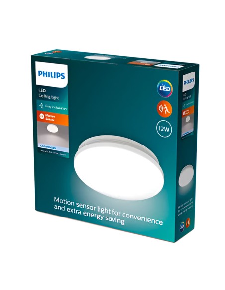 Plafón led circular con sensor acuna 12 w 4000 k 1500 lm 24,5 x 24,5 x 6,3 cm