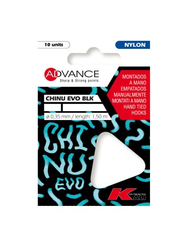 Paquete 10 anzuelos chinu evo blk 4 ø0,28 mm 1,50 m