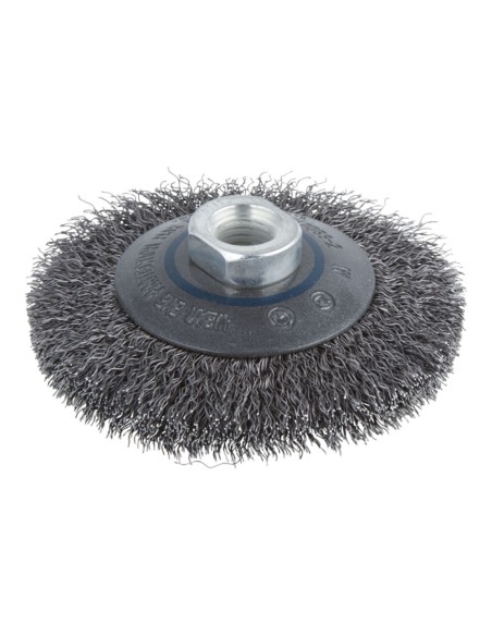 Cepillo cónico de alambre de acero, rosca m14, ø100 x 15 mm