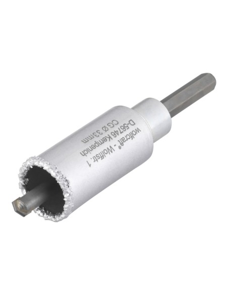 Corona de perforación recubierta de carburo de tungsteno, con adaptador, ø33 x 55 mm