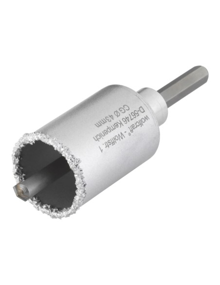 Corona de perforación recubierta de carburo de tungsteno, con adaptador, ø43 x 55 mm
