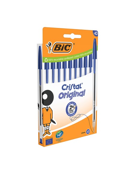 Bolígrafo cristal azul blíster 10 uds