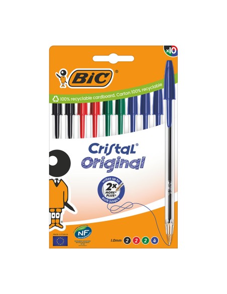 Bolígrafo cristal surtido blíster 10 uds