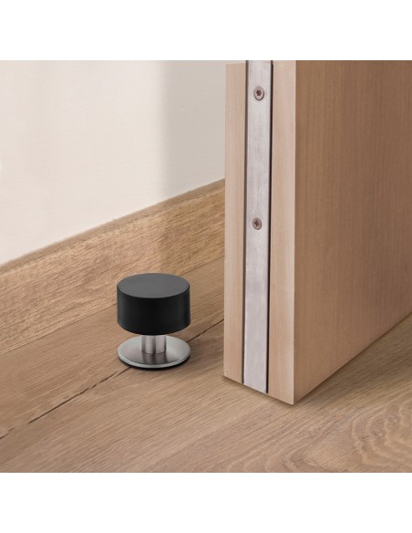 Tope de puerta alto extrafuerte con amortiguador negro