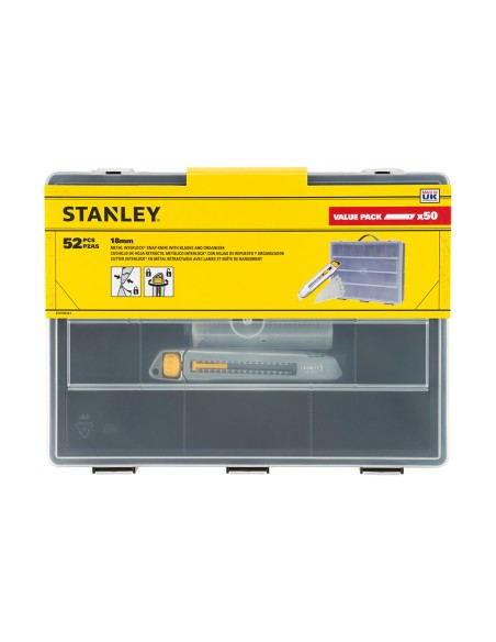 Cúter metálico 18 mm + 50 cuchillas + organizador - pack interlock®