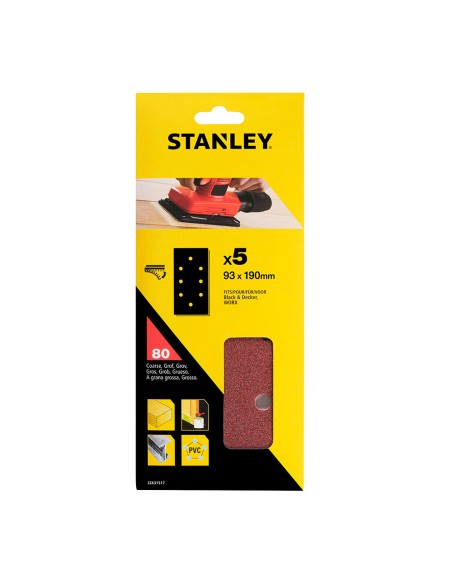 Hojas de lija perforadas de ajuste rápido 80 g 93 x 190 mm - 5 uds