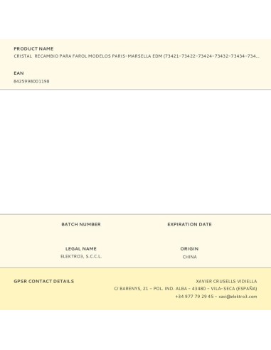 Cristal recambio para farol modelos...