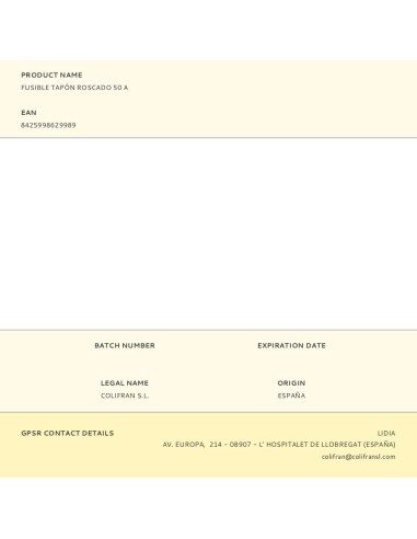 Fusible tapón roscado 50 a