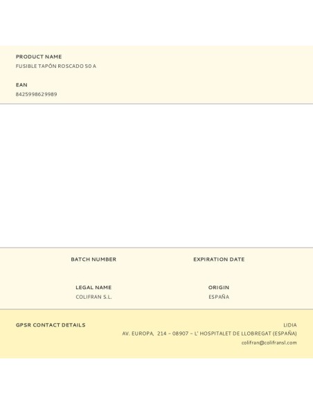 Fusible tapón roscado 50 a