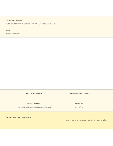 Tope de puerta metal ø7 x 8 cm colores variados