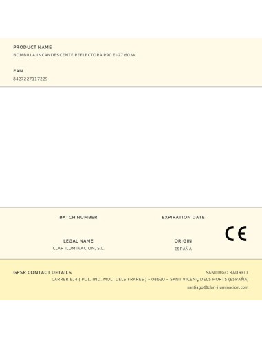 Bombilla incandescente reflectora r90 e-27 60 w