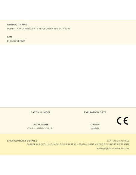 Bombilla incandescente reflectora r90 e-27 60 w