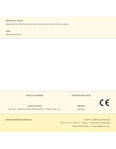 Regulador camping gas giratorio 28gr para...