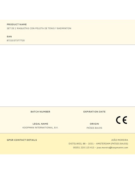 Set de 2 raquetas con pelota de tenis y badminton