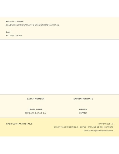 Gel de riego riegaplant duración hasta 30 dias