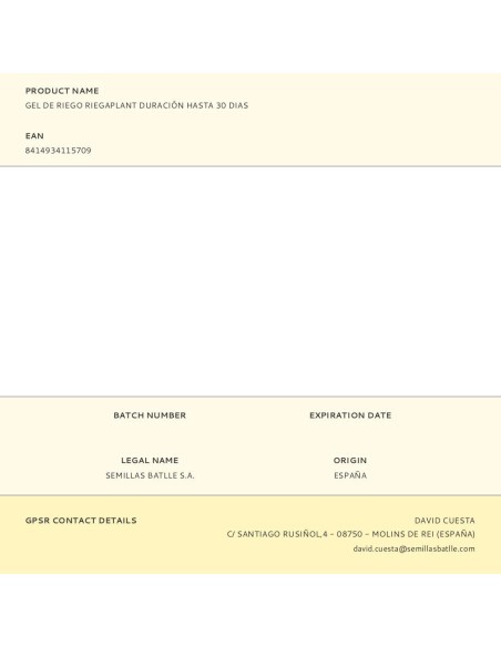 Gel de riego riegaplant duración hasta 30 dias