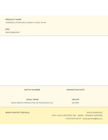 Candado latón arco largo 713/20, 20 mm