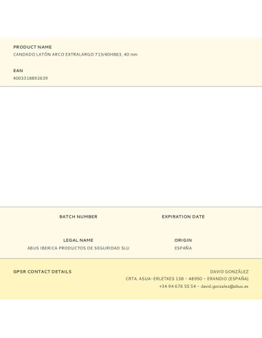 Candado latón arco extralargo 713/40hb63, 40 mm