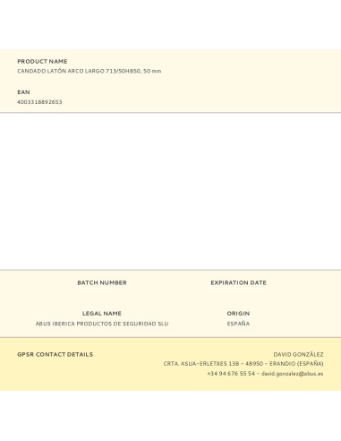 Candado latón arco largo 713/50hb50, 50 mm