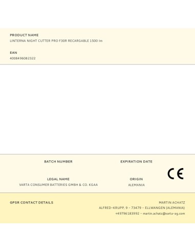 Linterna night cutter pro f30r recargable 1500 im