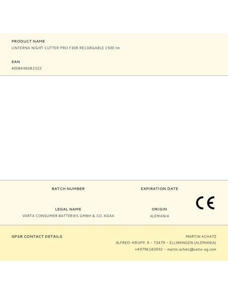 Linterna night cutter pro f30r recargable 1500 im