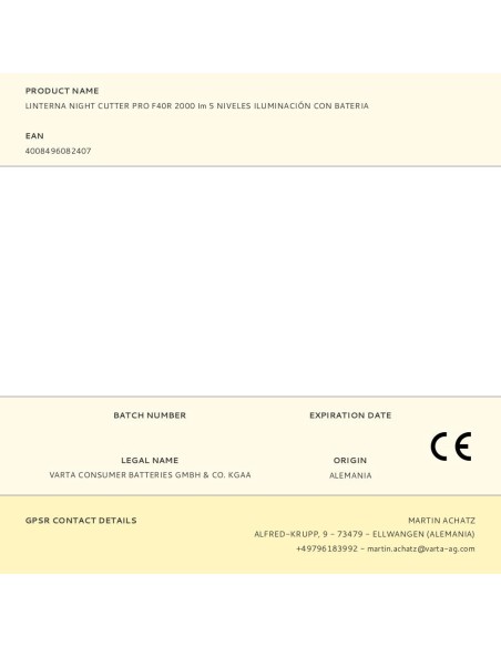 Linterna night cutter pro f40r 2000 im 5 niveles iluminación con bateria