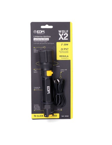 Linterna led táctica wolf x2 recargable 1500 lm...