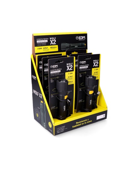 Linterna led táctica wolf x2 recargable 1500 lm / 450 lm ip67 ø4,0 x 17,8 cm