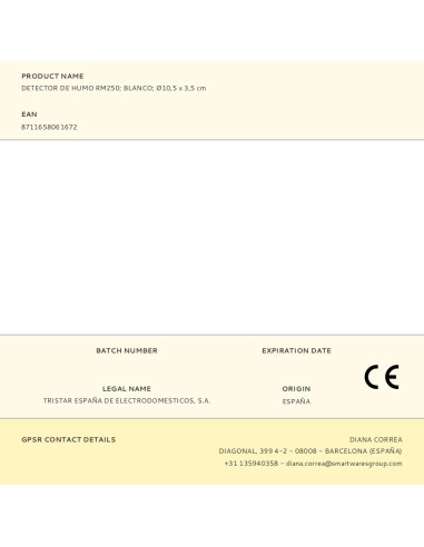 Detector de humo rm250 blanco ø10,5 x 3,5 cm