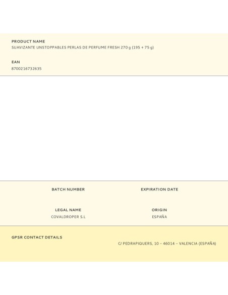 Suavizante unstoppables perlas de perfume fresh 270 g (195 + 75 g)