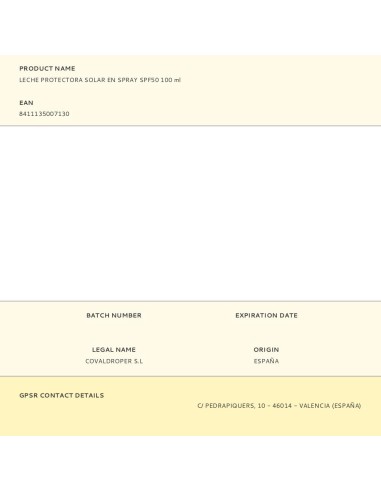 Leche protectora solar en spray spf50 100 ml